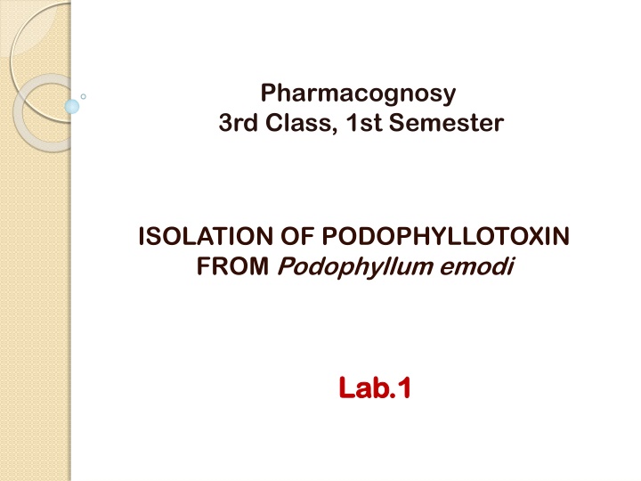 pharmacognosy 3rd class 1st semester