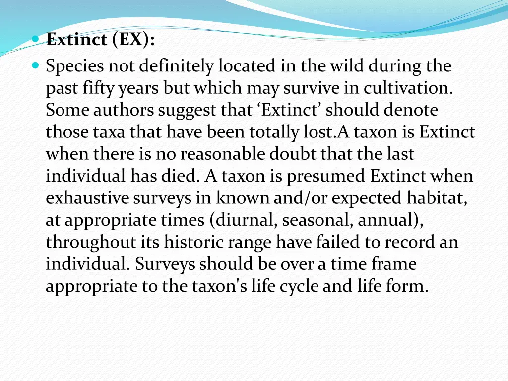 extinct ex species not definitely located