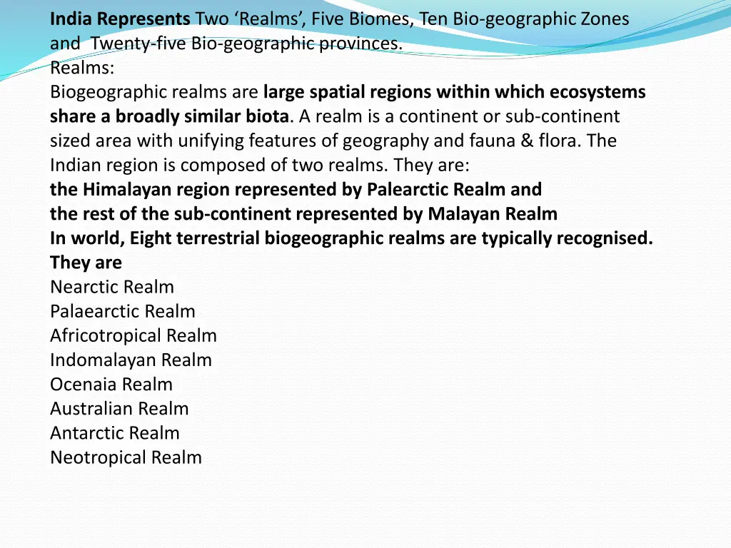 india represents two realms five biomes