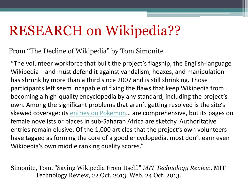 research on wikipedia