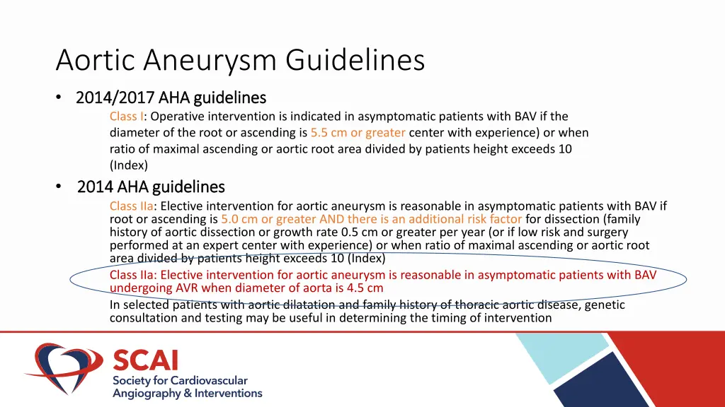 aortic aneurysm guidelines 2014 2017