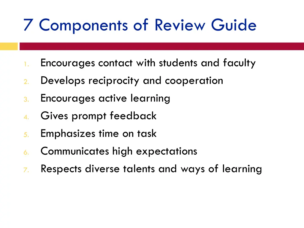 7 components of review guide