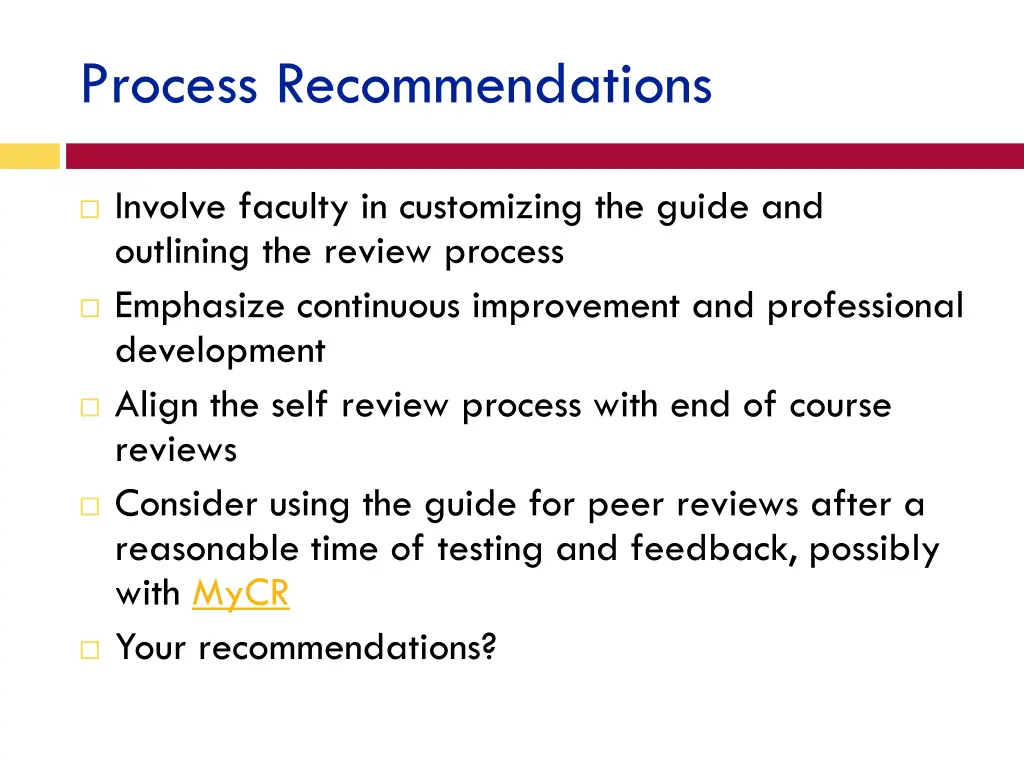 process recommendations