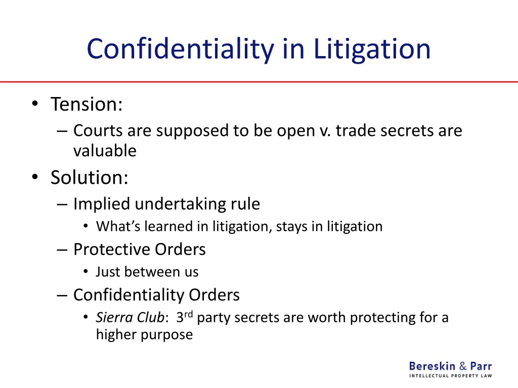 confidentiality in litigation