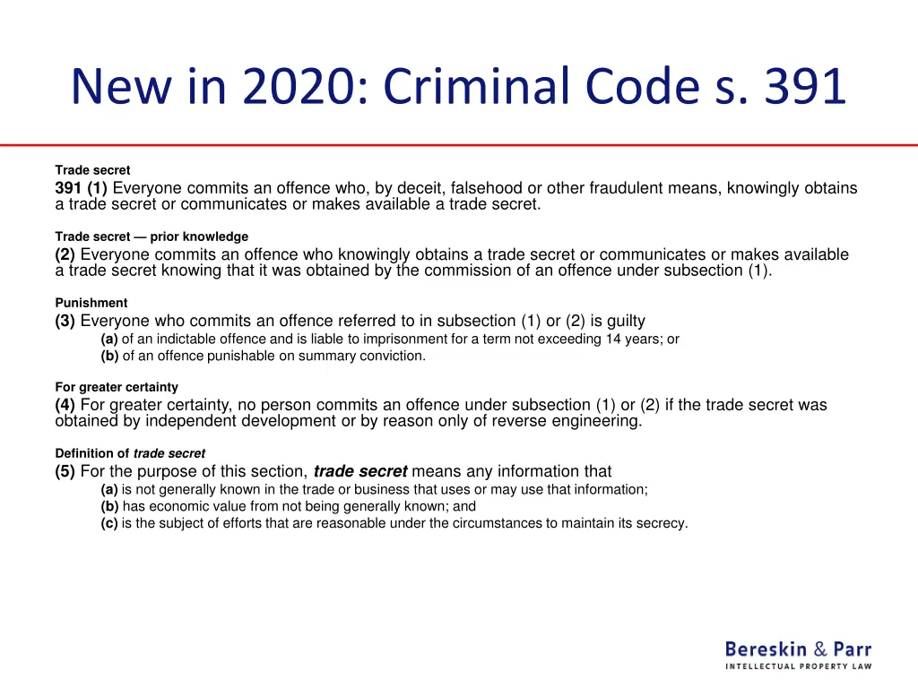 new in 2020 criminal code s 391