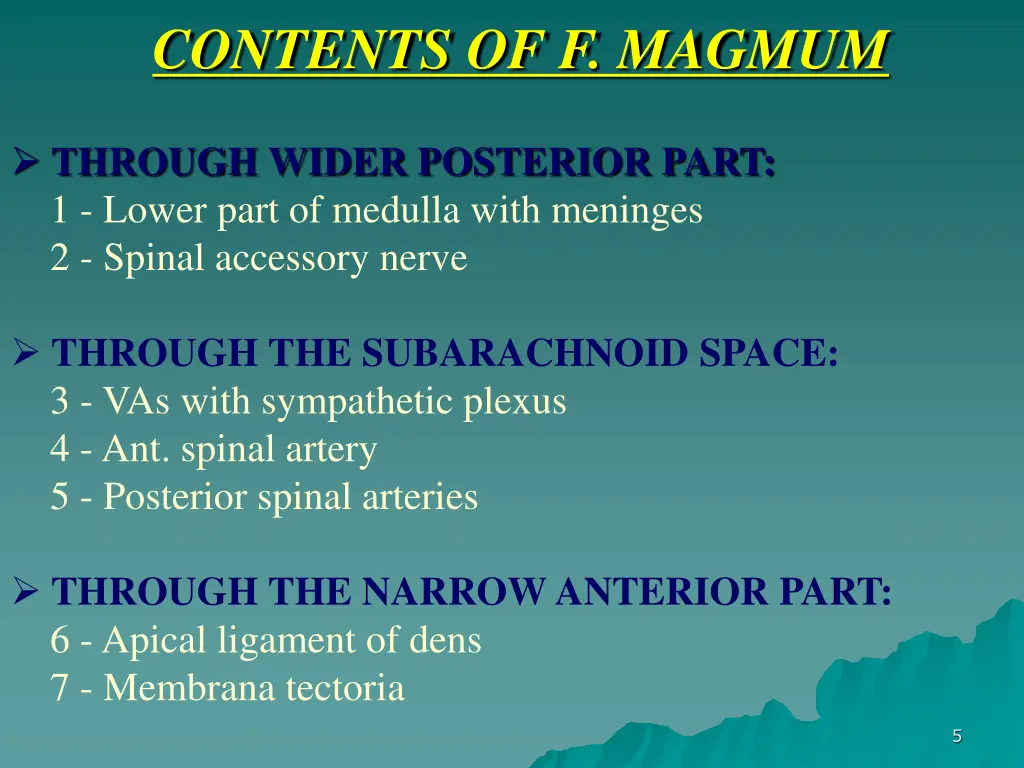 contents of f magmum