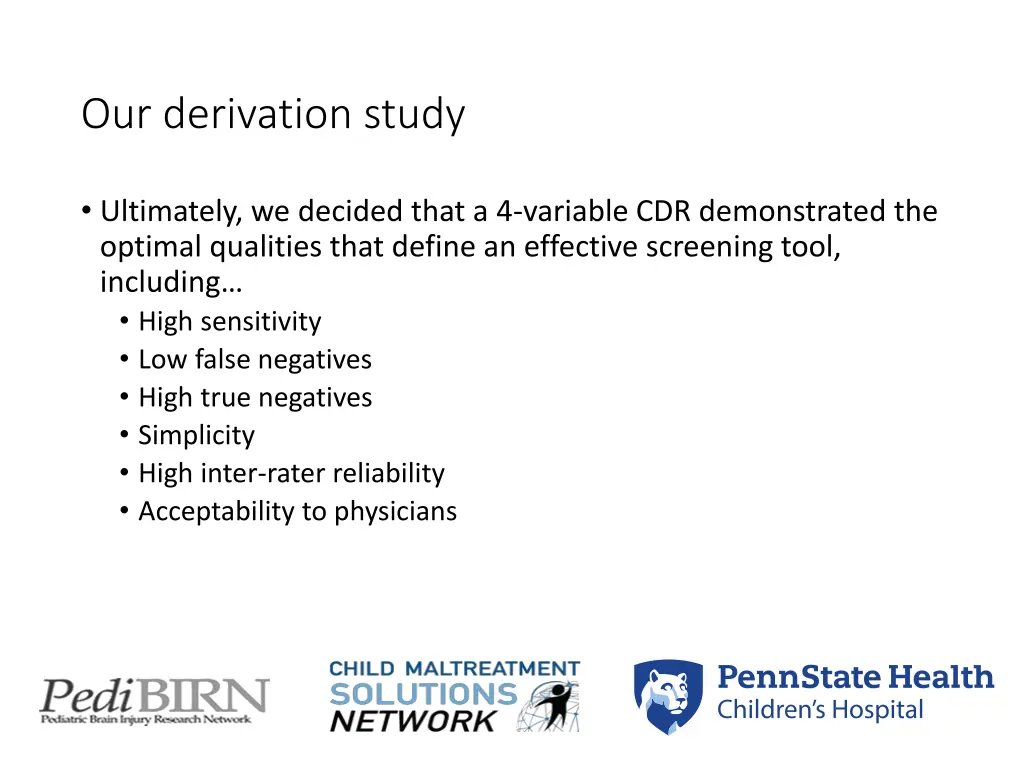 our derivation study 2