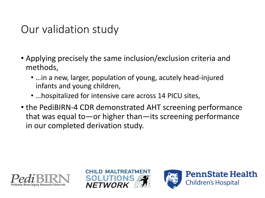 our validation study