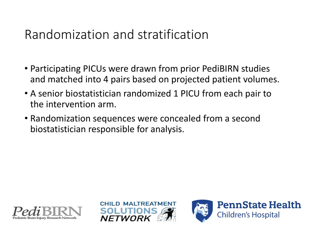 randomization and stratification