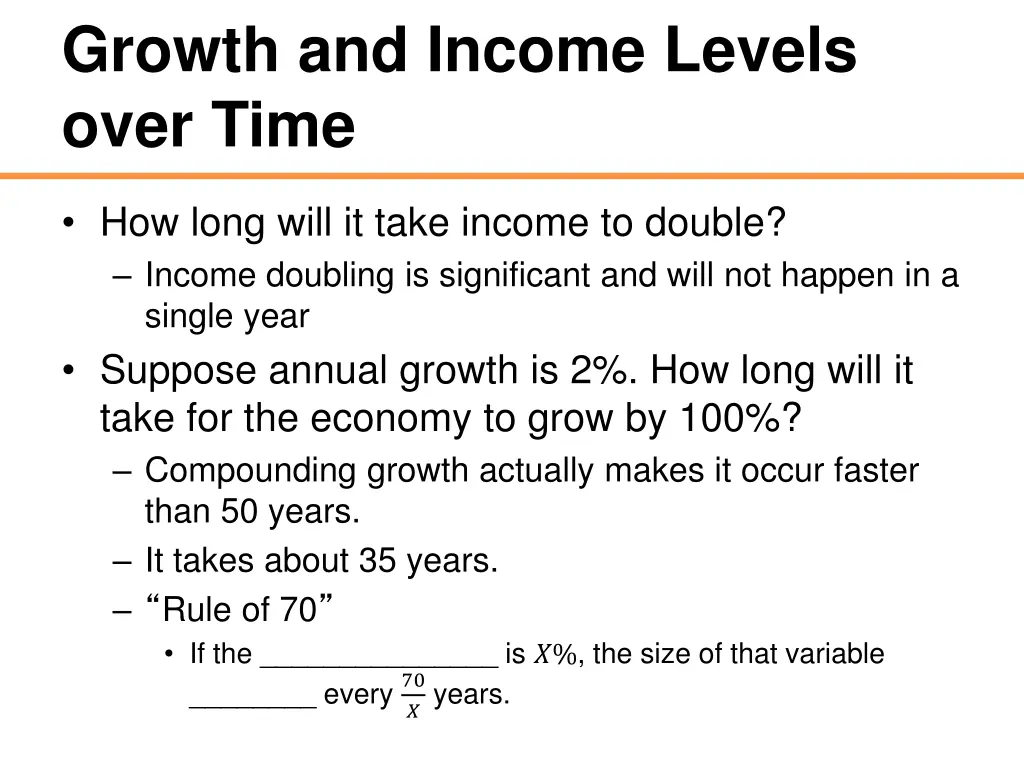 growth and income levels over time