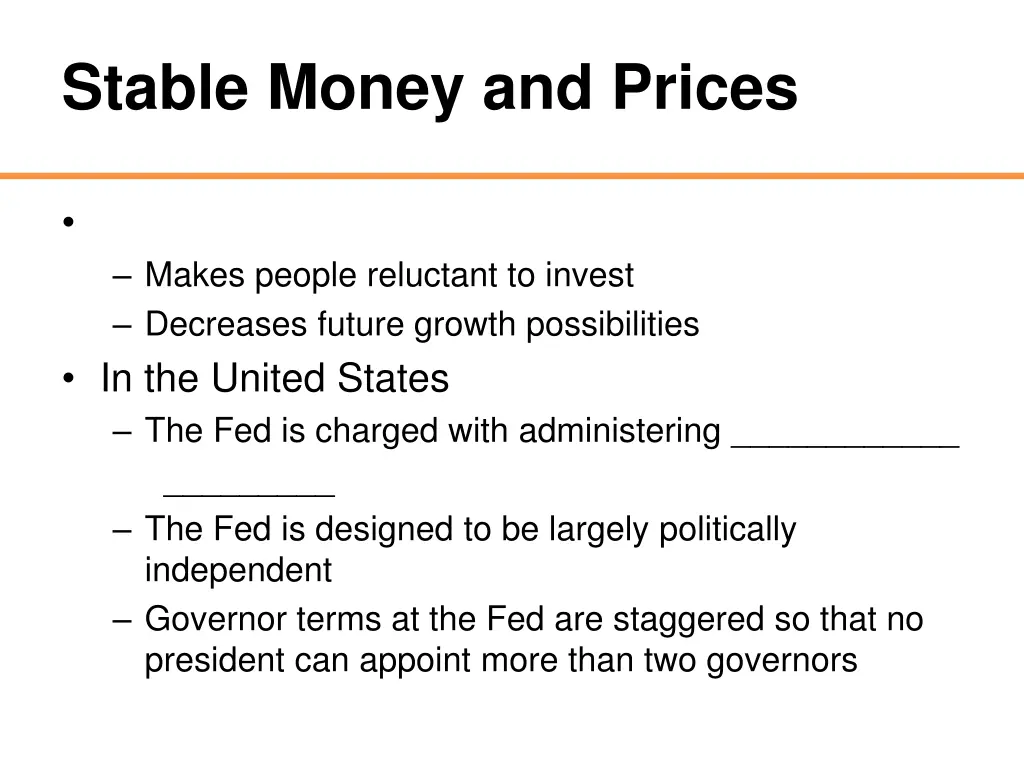 stable money and prices