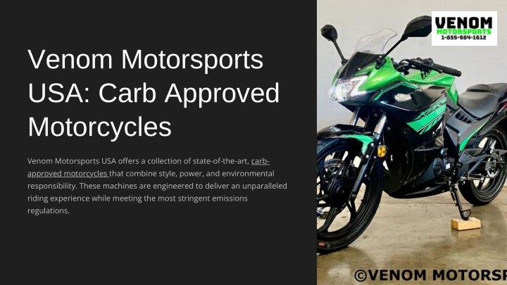 venom motorsports usa carb approved motorcycles