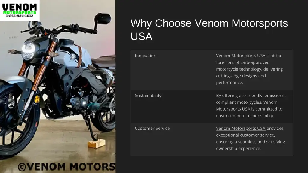 why choose venom motorsports usa