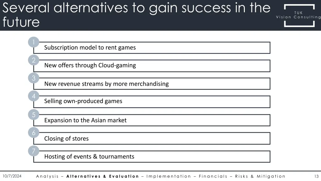 several alternatives to gain success in the future