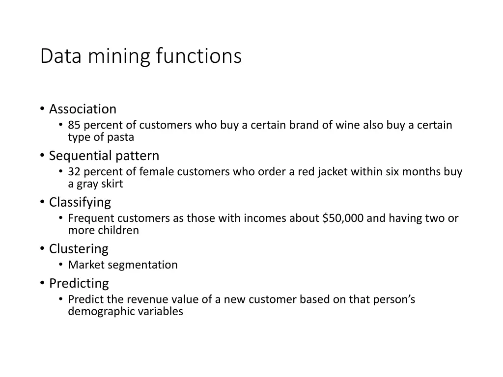 data mining functions