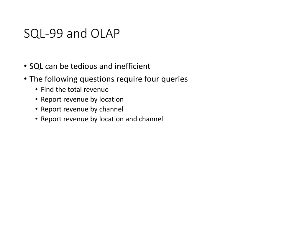 sql 99 and olap