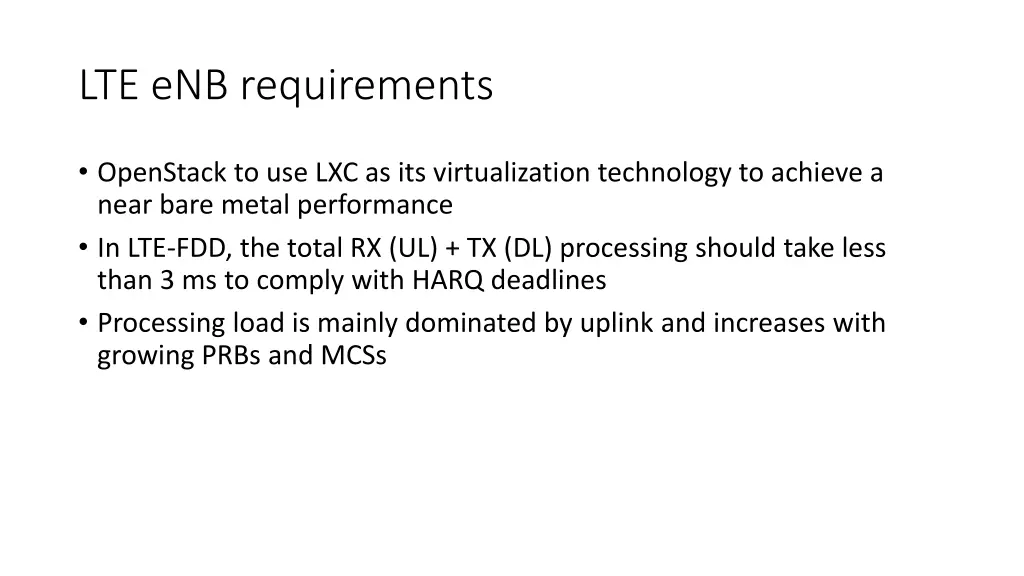 lte enb requirements