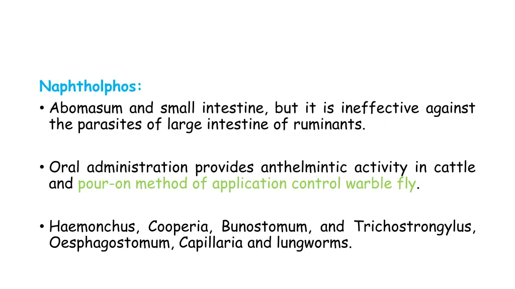 naphtholphos abomasum and small intestine