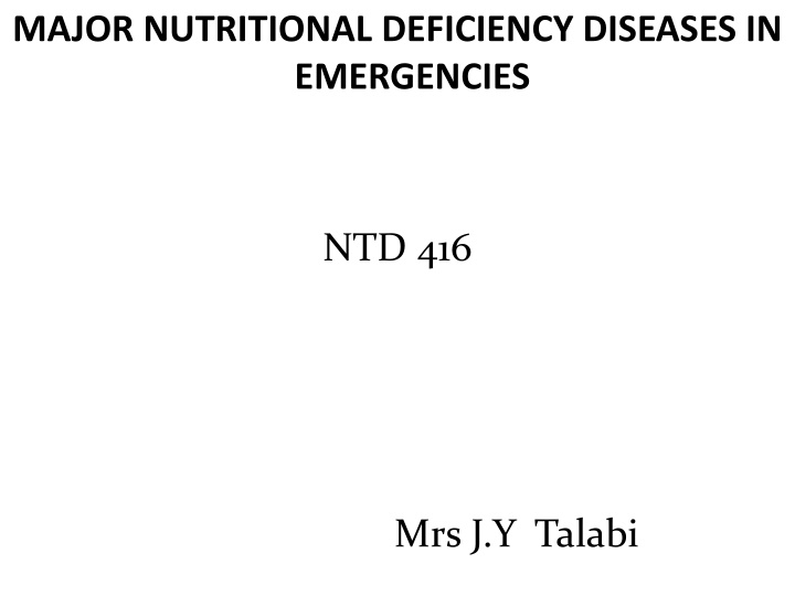 major nutritional deficiency diseases