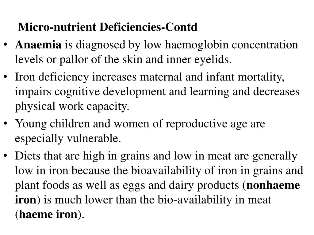 micro nutrient deficiencies contd anaemia