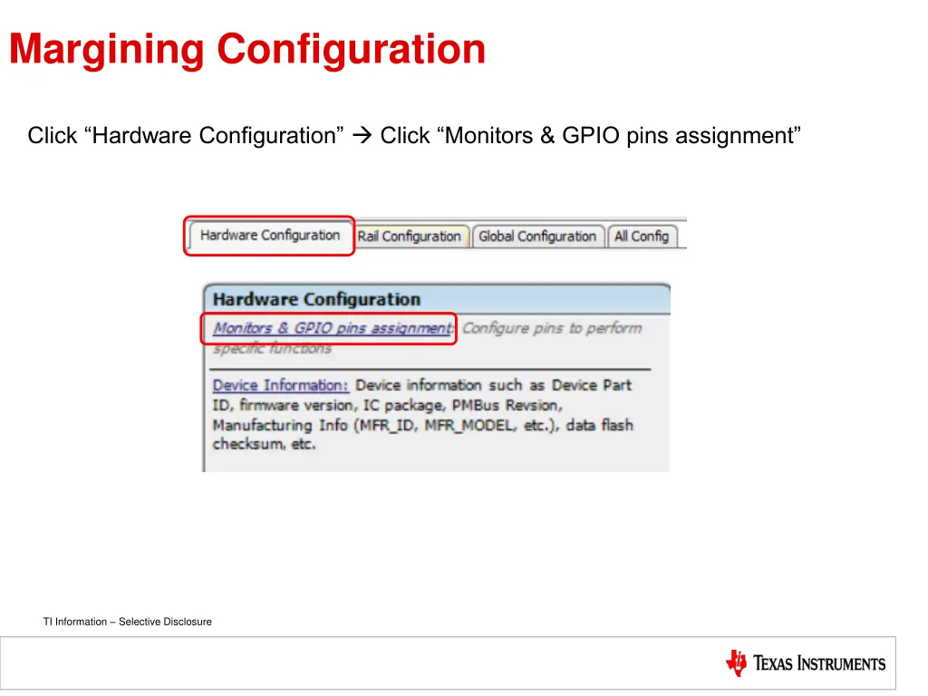 margining configuration