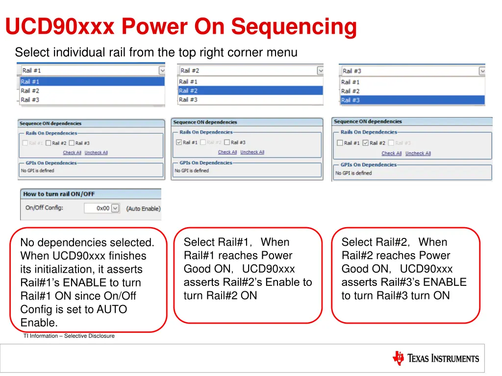 ucd90xxx power on sequencing select individual