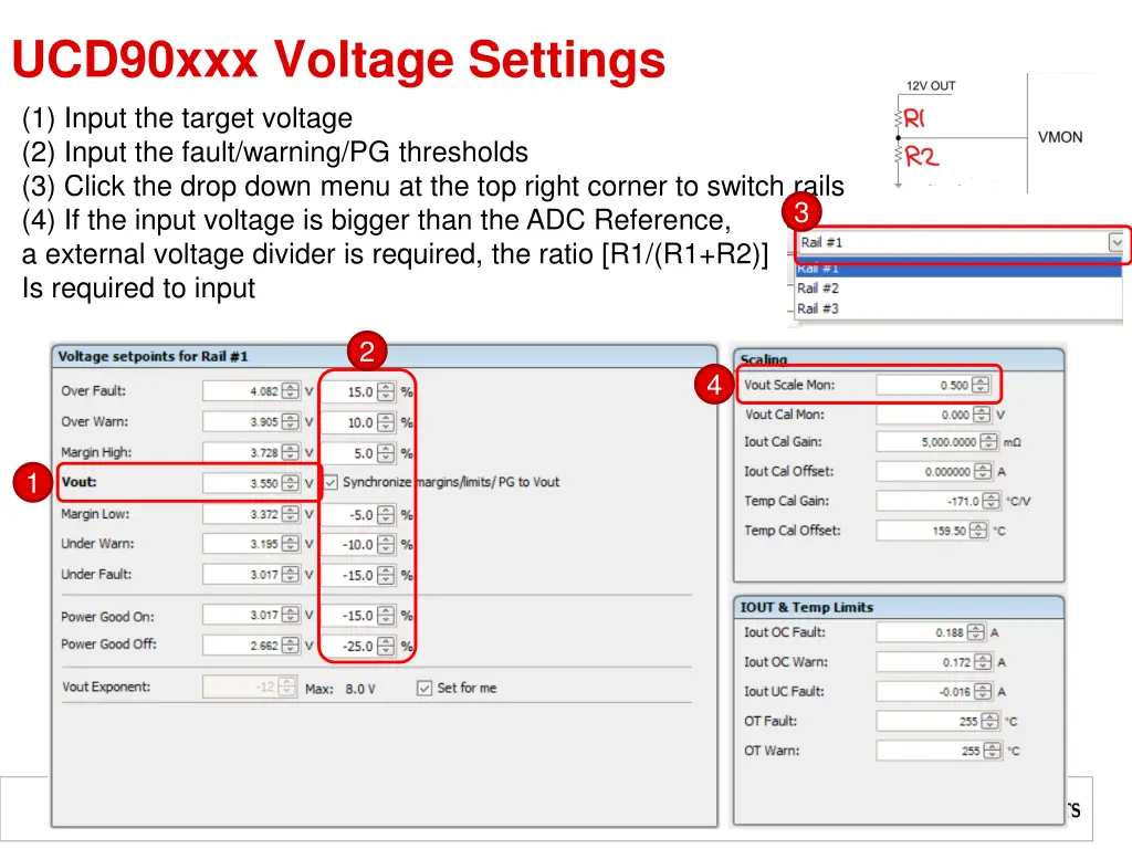 ucd90xxx voltage settings 1 input the target