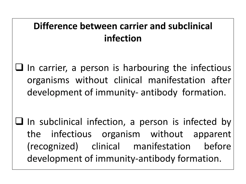 difference between carrier and subclinical