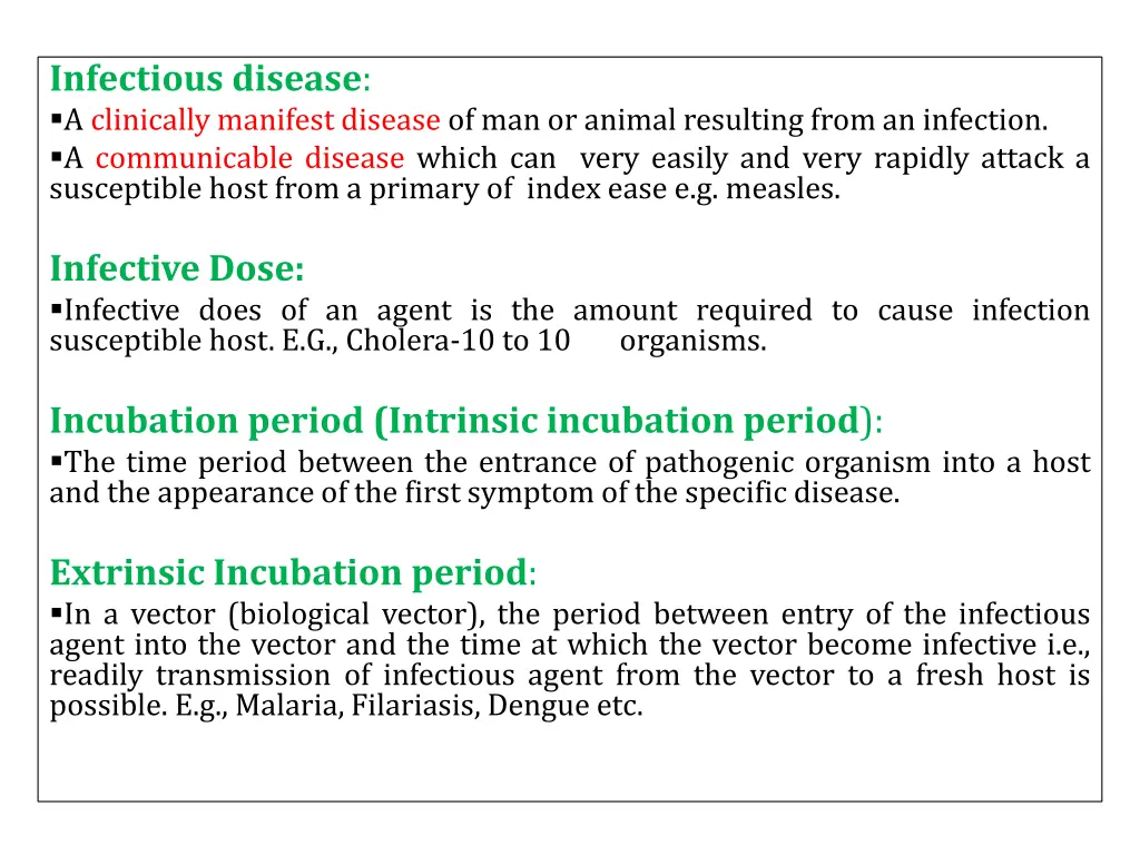 infectious disease a clinically manifest disease