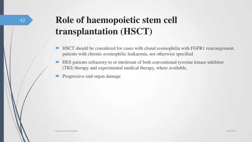 role of haemopoietic stem cell transplantation