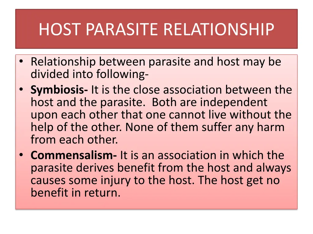 host parasite relationship