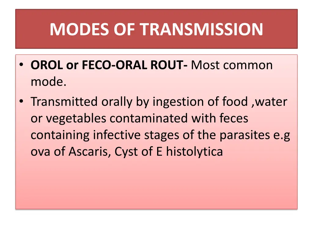 modes of transmission