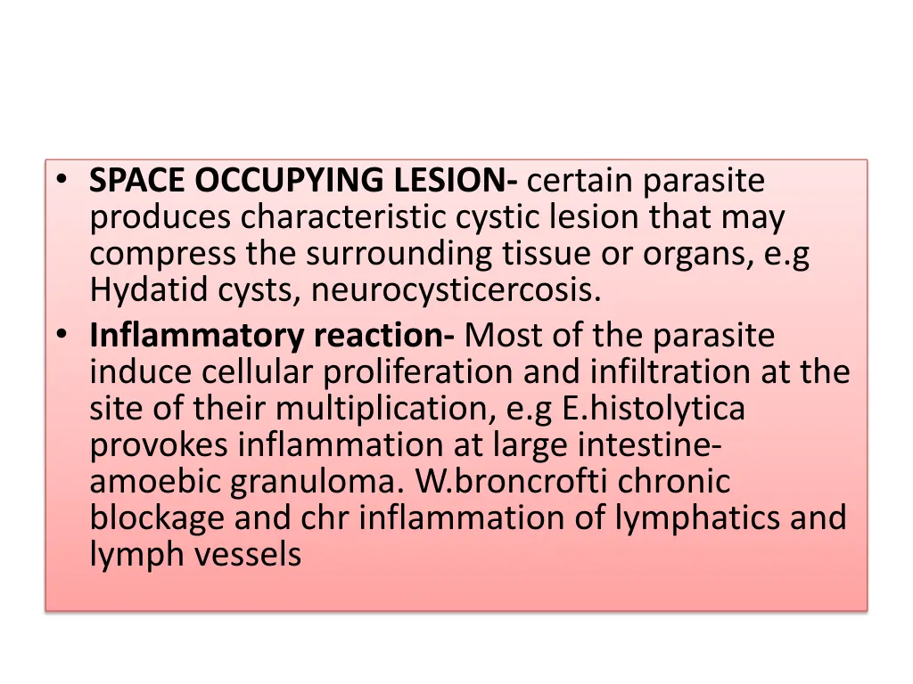 space occupying lesion certain parasite produces