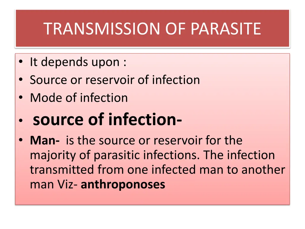 transmission of parasite