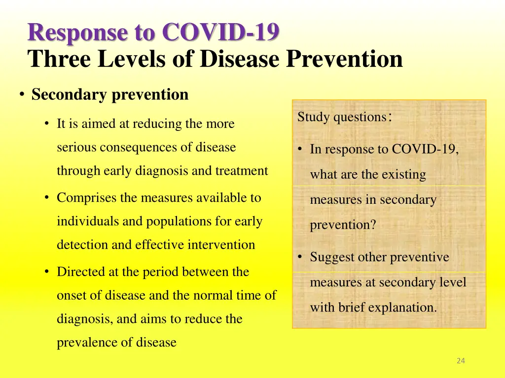 response to covid 19 three levels of disease 1