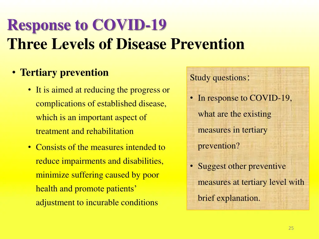 response to covid 19 three levels of disease 2