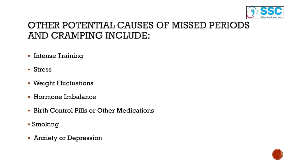 other potential causes of missed periods