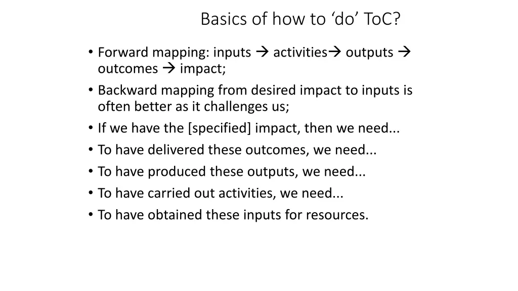 basics of how to do toc