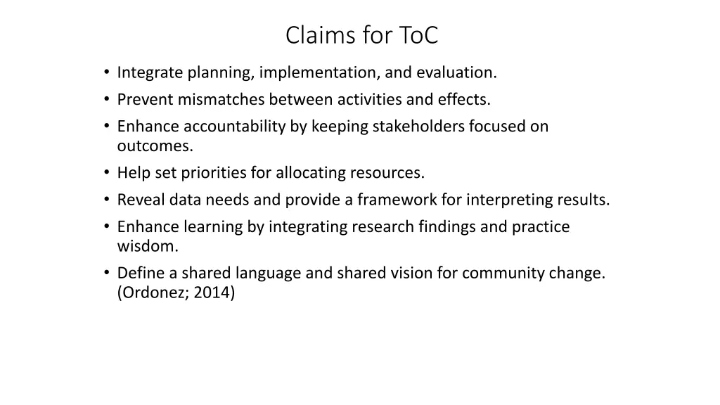 claims for toc