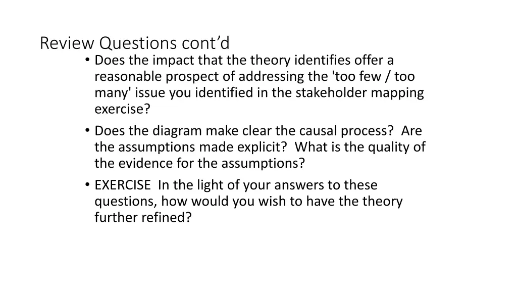 review questions cont d does the impact that