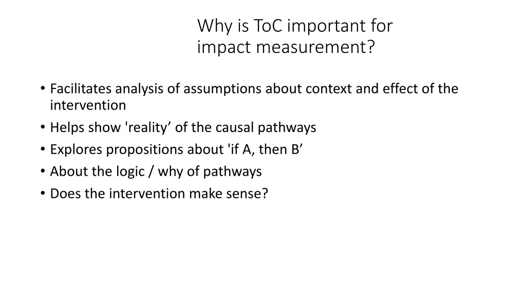 why is toc important for impact measurement