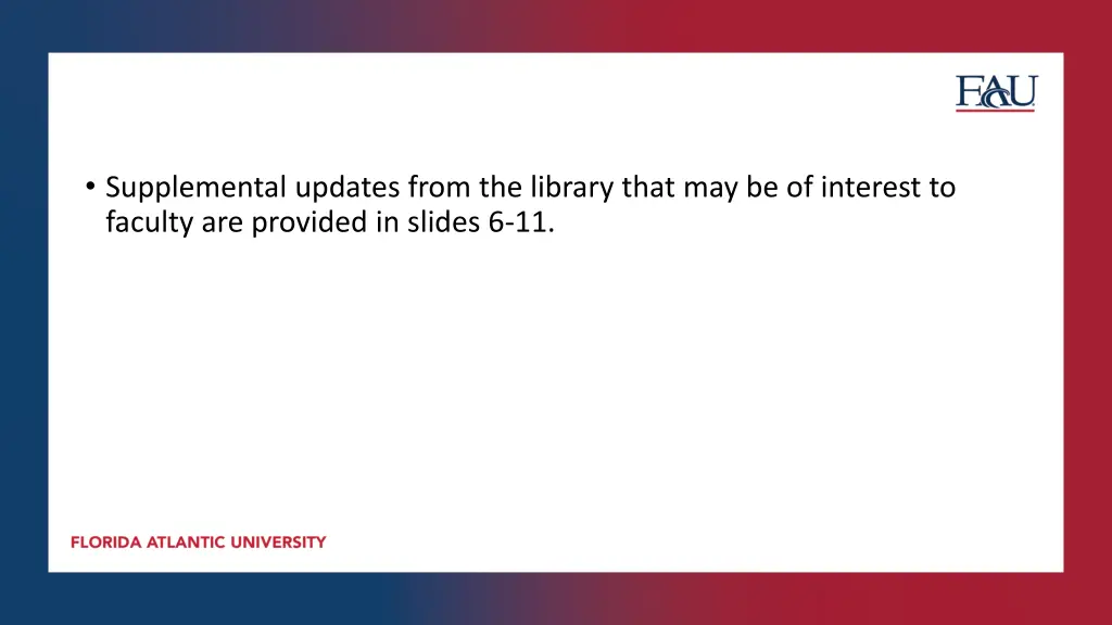 supplemental updates from the library that