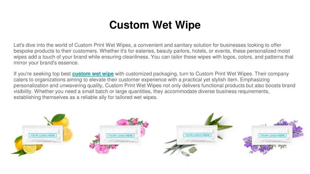 custom wet wipe