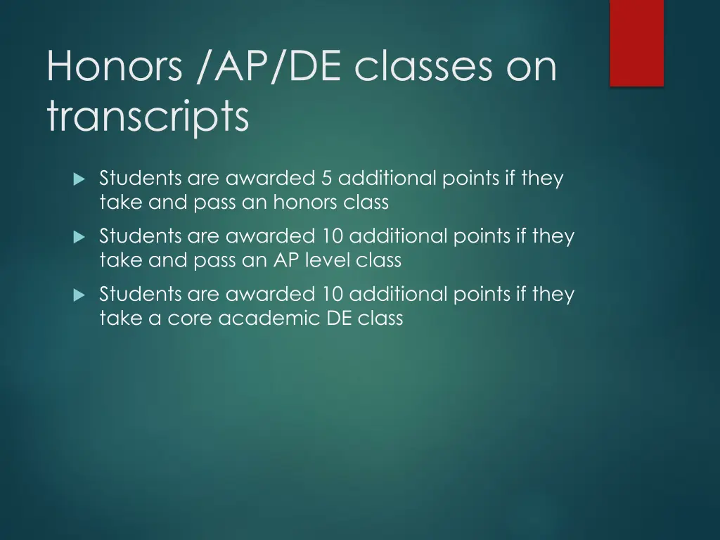 honors ap de classes on transcripts