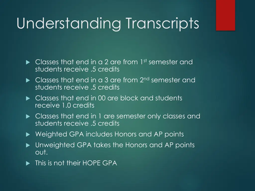 understanding transcripts