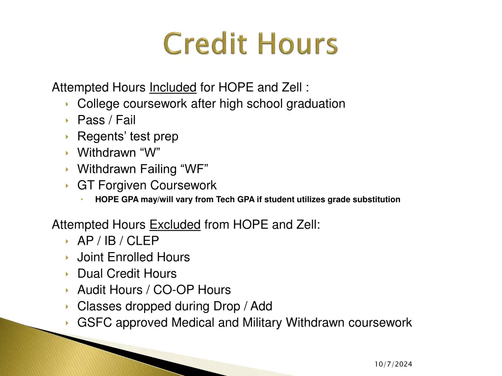 attempted hours included for hope and zell