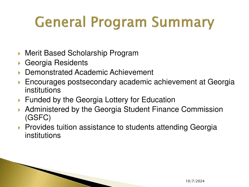 merit based scholarship program georgia residents