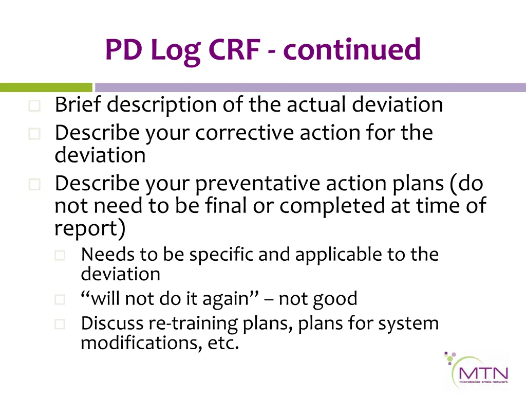 pd log crf continued 2