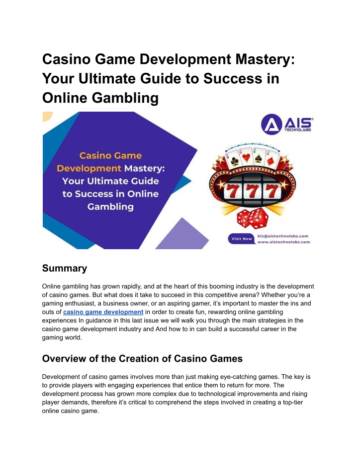 casino game development mastery your ultimate