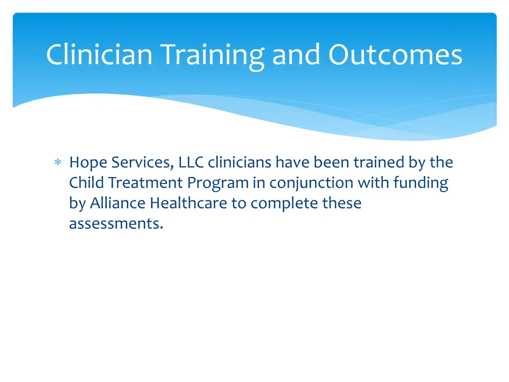 clinician training and outcomes